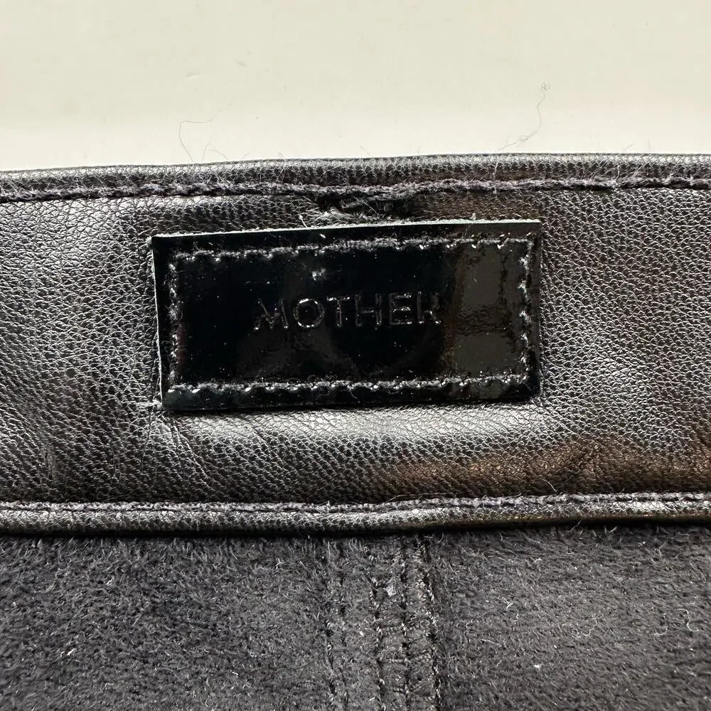 Mother The Dazzler Skimp Faux Leather Vegan Pants Black High Rise Slim Leg 30 - Picture 8 of 13